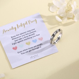 oGoodsunj Fidget Spinner Rings for Anxiety Women Just Breathe Sterling Silver Cat Worry Ring Stress Relief Calm Jewelry Gifts for ADHD Autism Daughter