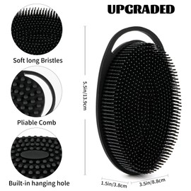 Soft Silicone Body Scrubber Loofah - 2 Pack Rubber Loofah 2 in 1 Bath and Shampoo Brush, Silicone Body Shower Brush Scrubber Cleaning Exfoliating Use for Sensitive Skin, Lather Well, Black and Pink