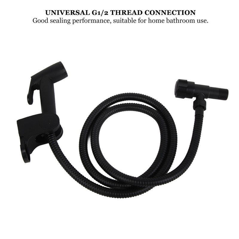 G1/2 Black Stainless Steel Handheld Toilet Bidet Sprayer Set Attachment