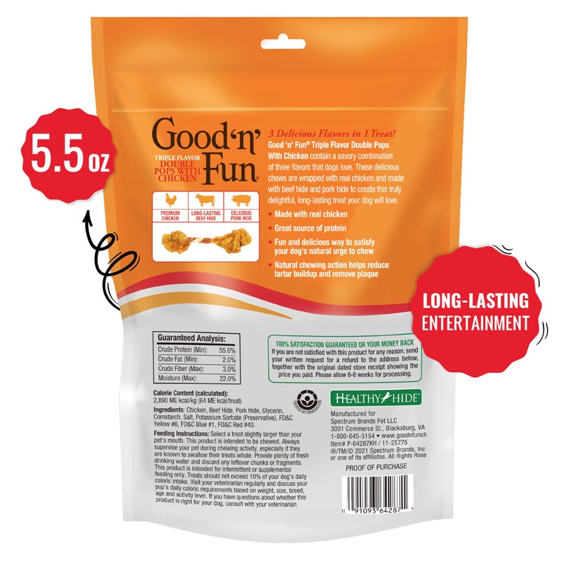 GOOD 'N' FUN Double Pops Long-Lasting Dog Treat, with Real