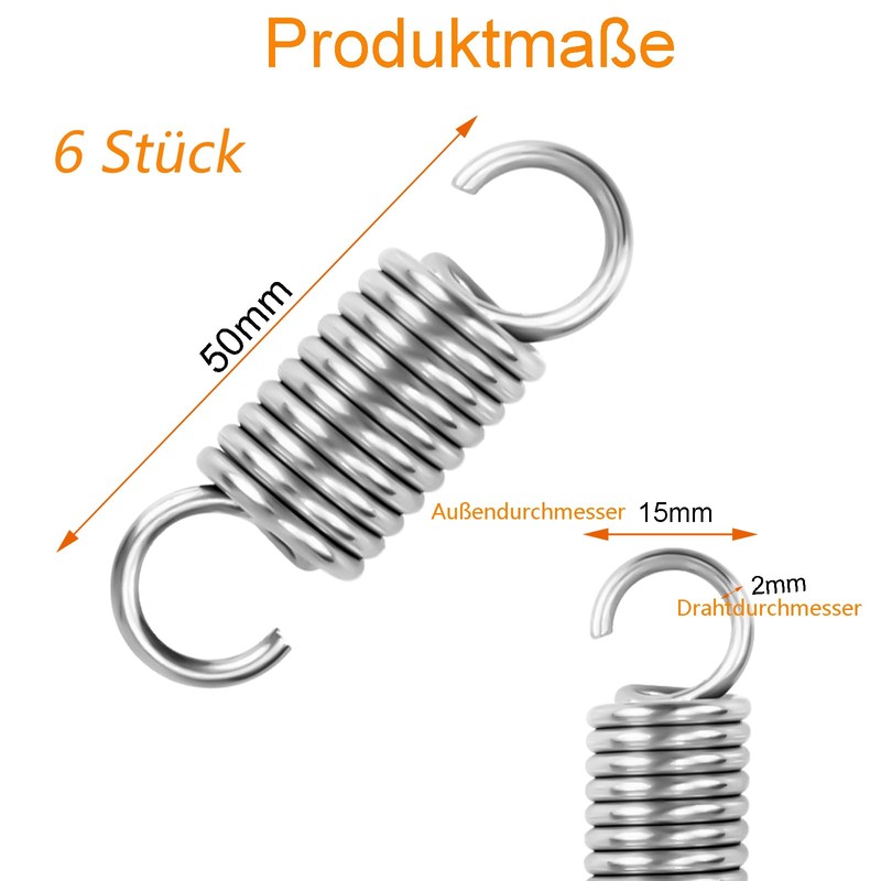 FLEXNOVA Tension Springs with Hooks Pack of 6 Stainless Steel