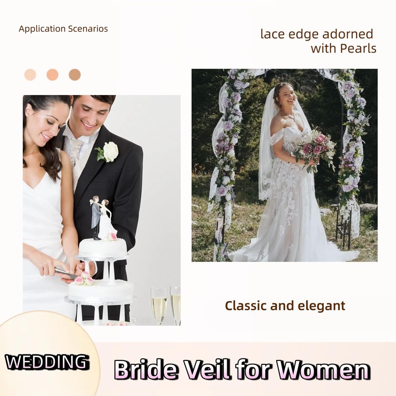 Cobirfam Womens 1 Tier Fingertip Length Veils Short Pearl and