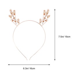 Lurrose 2pcs Christmas Reindeer Headband Metal Rhinestone Elk Antler Headdress Hair Hoop Headwear Headpiece Hairband Photo Props for Holiday Party Favor