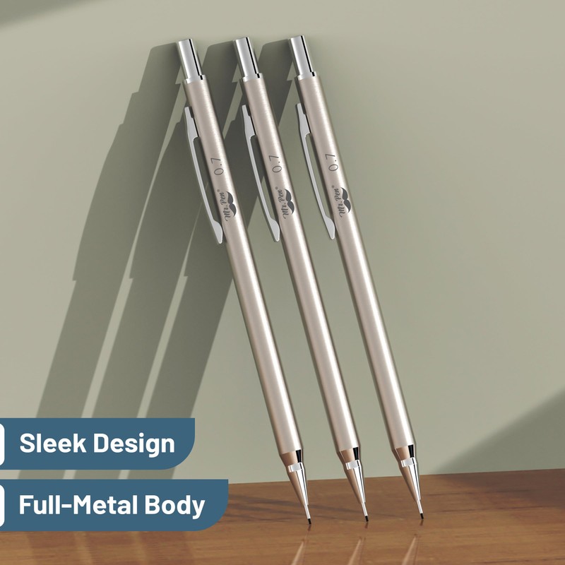 Mr. Pen Metal Mechanical Pencil Set, 0.7mm, 3 Pack, Fine