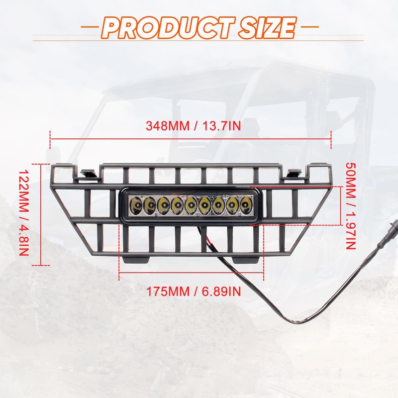 CPOWACE Front Mesh Grille with LED Light Bar Compatible with