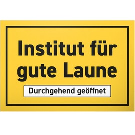 DankeDir! Institut Gute Laune - 30 x 20 cm Plastic Sign - Door Sign Saying Sign Birthday Gift Wall Decoration Funny Saying - Gift Idea Decoration Party Colleagues Friends Gift