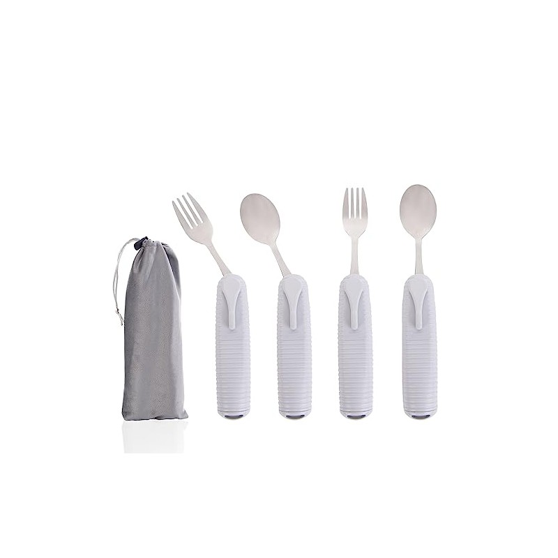 Pekokavo Adaptive Utensils Set, Angle Adjustable Arthritis Aid Silverware for
