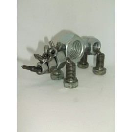 Rhino, Miniature Metal Rhino Sculpture, Up cycled Metal Animal