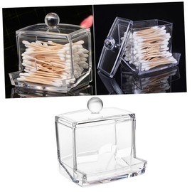 STOBAZA 3pcs Box Cotton Buds Box Acrylic Storage Case for Cotton Pads Clear Cosmetic Organizer Lid Desktop Tool Container