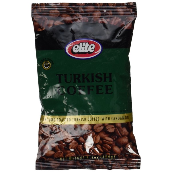 Elite Turkish Coffee With Cardomom, 3.5oz Bag