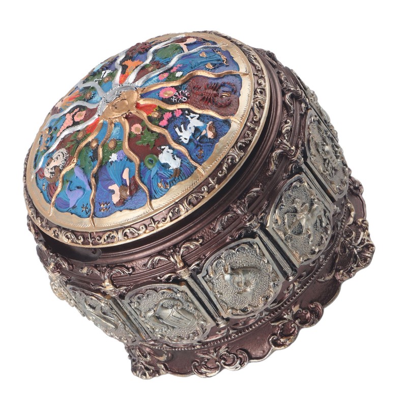 Vintage Music Box with 12 Constellations Rotating Goddess Twinkling LED