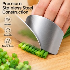 2 Pack Stainless Steel Finger Guard for Kitchen Use – Reusable Hand Protector for Comfortable Slicing and Food Preparation