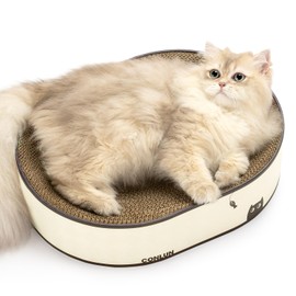 Conlun Oval Cat Scratcher Bed, 2-in-1 Cat Scratching Board, Natural Corrugated Cardboard Scratch Pad Lounge, Sealed Base Traps Debris,No Assembly Kitty Furniture,Stylish Colors Blends Any Home Decor