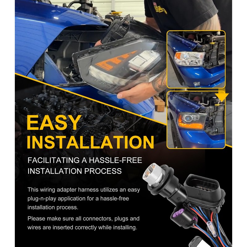 810003 Headlight Conversion Wiring Adapter Harness Assembly Kit for Ram