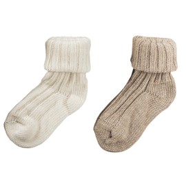 2pack Natural Alpaca Wool & Lambs Wool Socks for Men, Premium, Thick Heavy Blend, Winter, Thermal (6-9, White - Taupe)