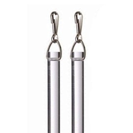 48" Heavy Duty Clear Acrylic Drapery Baton Curtain Wands 1/2" Thick with Stainless Steel Snap Hooks (2-Pack)