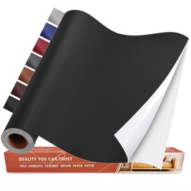 Yikda Self Adhesive Leather Repair Patch Kit, 35 in x 79 in Large Vinyl Leather Repair Tape for Furniture, Car Seat, Couch, Sofa, Chair Smooth Black