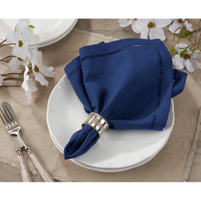 SARO LIFESTYLE 6306.NB20S Rochester Collection Dinner Napkin with Hemstitched Border