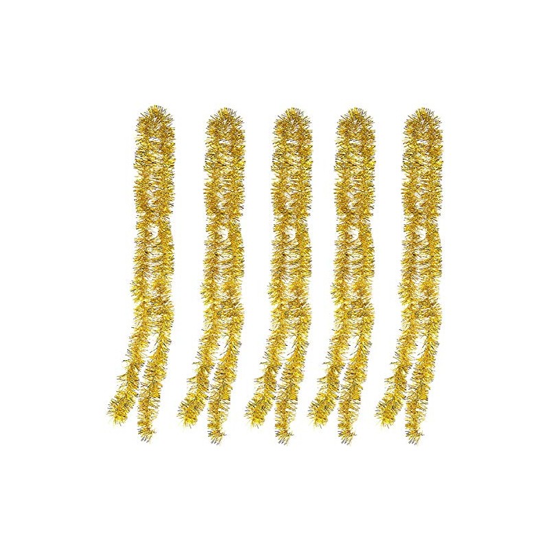 POFET 5 x 2m Gold Metallic Garland Glitter Hanging Decoration