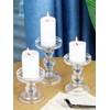 Lewondr Glass Candle Holders, 3 Pieces Crystal Clear Candlesticks with