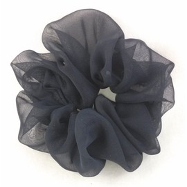 Navy Blue Chiffon Hair Scrunchie - Large