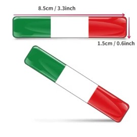 DIGIART INTERNATIONAL ITALY ITALIAN FLAG 3D EPOXY CAR EMBLEM SET (2) FLEXIBLE REFLECTIVE DURABLE