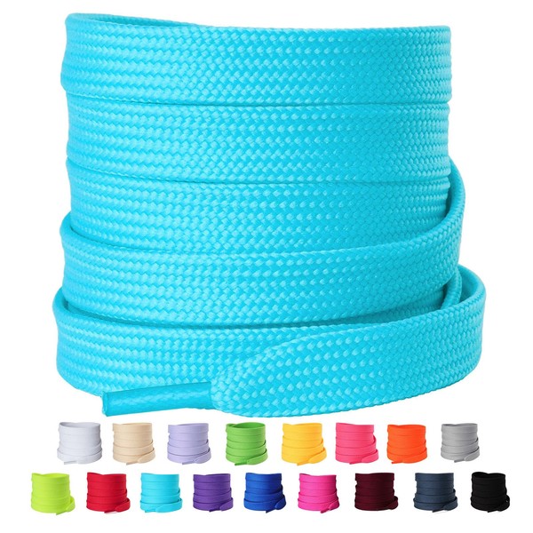 Olukssck [2 Pairs] Flat Shoe Laces for Sneakers, 2/5" Wide