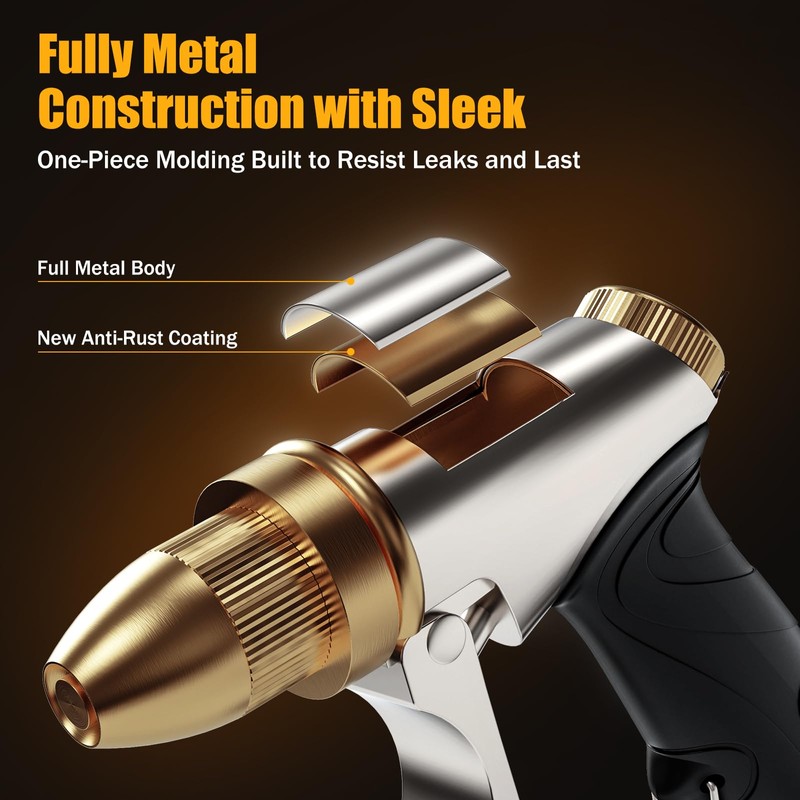 Heavy Duty Brass Garden Hose Nozzle High Pressure Metal Water