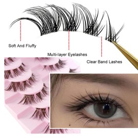 10 Paar Half Lashes Cat Eye,Wimpern Extensions Künstliche Wimpern Cluster Lashes,Künstliche Wimpern Set,Wiederverwendbare natürliche Wimpern