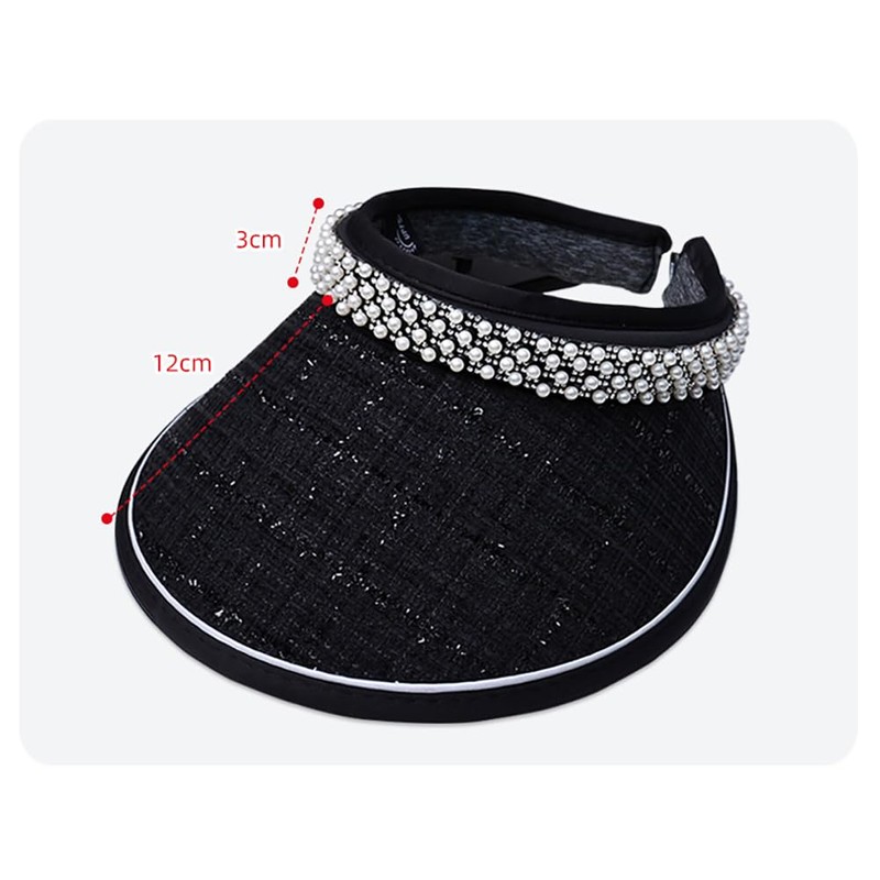 LeafIn 8433 Women's Sun Visor, Hat, Straw, Pearl, Sun Protection,