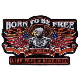 Hot Leathers Born Free Eagle Biker Patch (5" Width x 3" Height)