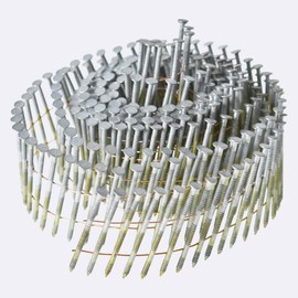 waltyotur 1-1/4Inch x 0.092Inch Collated Wire Coil Siding Nails 15-Degree Full Round-Head Ring 3600 Count Hot-Dipped Galvanized for Rough Nailing of Lathing and Sheathing Materials