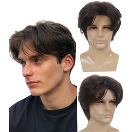 STfantasy Middle Hair Parting Wig – Premium Men's Short Brown Wigs for Rock Style, Buzz Cut, and Leon Kennedy Cosplay