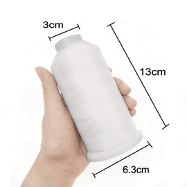 JZK 1500 Yard T70 69# White Strong Durable Nylon Sewing Thread for Upholstery Leather Jeans Canvas Carpet Beaded Curtain for Industrial Machine Overlock Hand Sewing