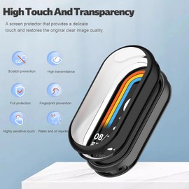 KONXISA Case Cover for Xiaomi Smart Band 10/9/8, Soft HD TPU Clear Film Case, Lightweight cover, Anti-Scratch and Anti-Fall for Protective Shell and Flim Integrated, Black