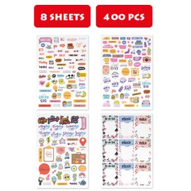colortouch Sticker Set, Sticker Photo Album, 400 Pieces Stickers, Scrapbook Accessories, Sticker Album for Adults, Girls, Sticker Book, Bullet Journal Sticker for Aesthetic, Vintage, Travel