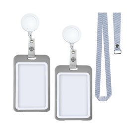 2pcs Soporte Retráctil para Tarjetas de Identificación para Hombr y Mujer, Gafete Correa para el Cuello para Oficina Negocios Escolares (Vertical)