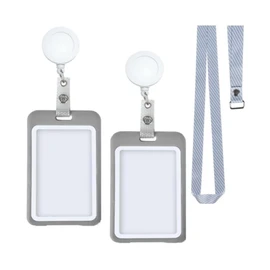 2pcs Soporte Retráctil para Tarjetas de Identificación para Hombr y Mujer, Gafete Correa para el Cuello para Oficina Negocios Escolares (Vertical)