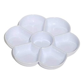 LuPro LPAT-001 Artists Non-Stick White Melamine Floral Palette for Watercolors, Gouache, Acrylic and Oil Paint (7-Well, Floral, D17)