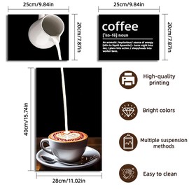 burkfeeg Coffee Bar Wall Decoration, Pack of 3 Kitchen Posters, Kitchen Pictures, Dining Room Decor, Wall Pictures, Modern Black White Canvas Picture, Living Room Pictures, Poster Set Pictures