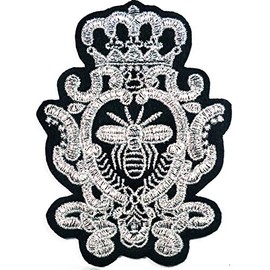 PARITA Hermosa corona de abejas plateadas con diseño de caricaturas para planchar, parche bordado para coser en mochilas, vaqueros, chaquetas, camiseta, ropa