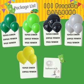 181pcs Garbage Truck Birthday Decorations, Recycling Truck Birthday Decor Green Black Yellow Balloons Garland Arch Kit for Boys Waste Management Recycling Party Supplies