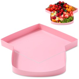 Tellingyou 13.7'' Fillable Grad Cap Cardboard Serving Tray for Charcuterie 2025 Graduation Decoration Fillable Paper Mache Candy Cutouts Congrats Cardboard Box for Grad Party Supplies(Pink)