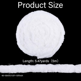 GLOBLELAND 5.5yards 2inch White Faux Fur Ribbon Trim Artificial Furry Strip Sewing Trim for Christmas Xmas Tree Decor Winding Garland Sewing Costume DIY Crafts