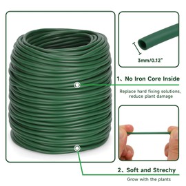 KINGLAKE Hohlschnur, Bindeschlauch 3mm x 100m, Pflanzenschnur Gartenschnur Wetterfest Reißfest, Pflanzenbinder Plastik zum Garten Pflanzen Anbinden Tomaten Rose, Grün