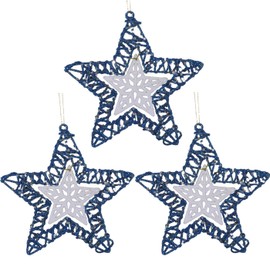 3PCS Metal Christmas Hanging Ornaments Set 2024 Merry Christmas Tree Ornaments Decorations Xmas Tree Glitter Hanging Ornaments Gifts Birthdays Winter Parties Home Holiday Decor (Star,3)