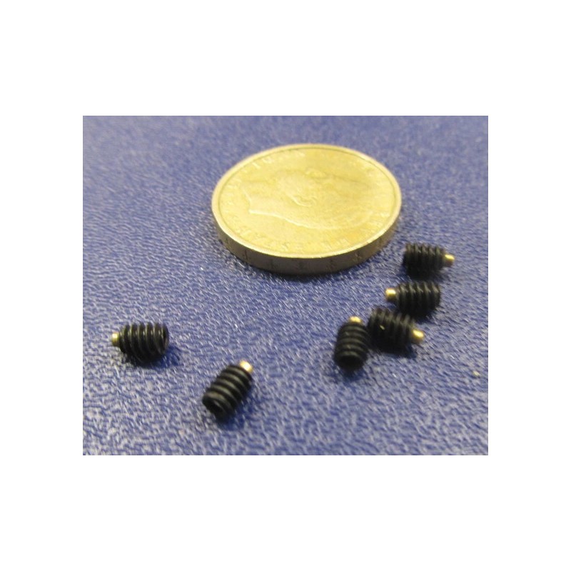 Kmac Alloy Steel Set Screws, Brass Tip, 6-32 x 3/16"