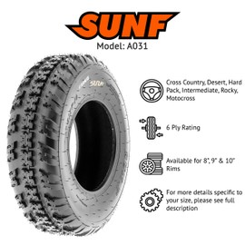 SunF 20x6-10 20x6x10 Knobby ATV UTV Tire 6 PR Tubeless - A031