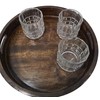 Hand Carved Wooden Round Platter with Handles Rustic Serving Tray,
