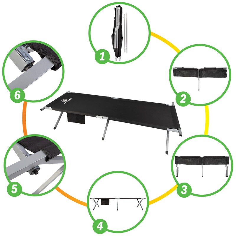 Camping Cot - Portable Folding Camp Bed - 600D Sleeping